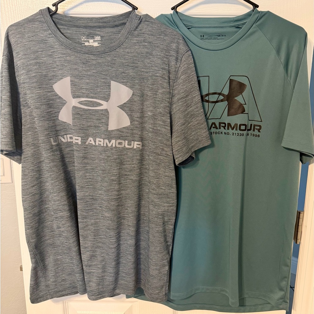 Men’s Lot 2 Under Armour Logo SS Shirts Sz XL
